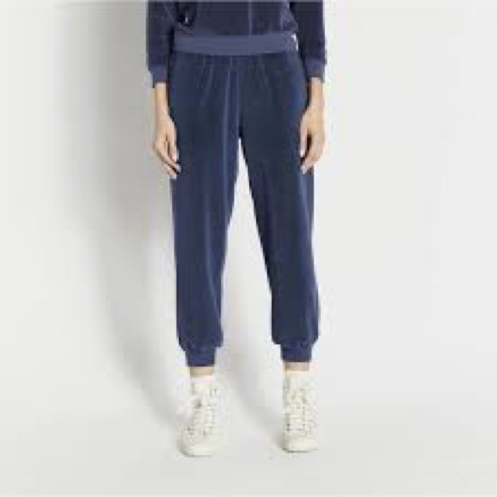 Suzie Kondi Navy Blue Patmos Pocket Track Pants in Velour